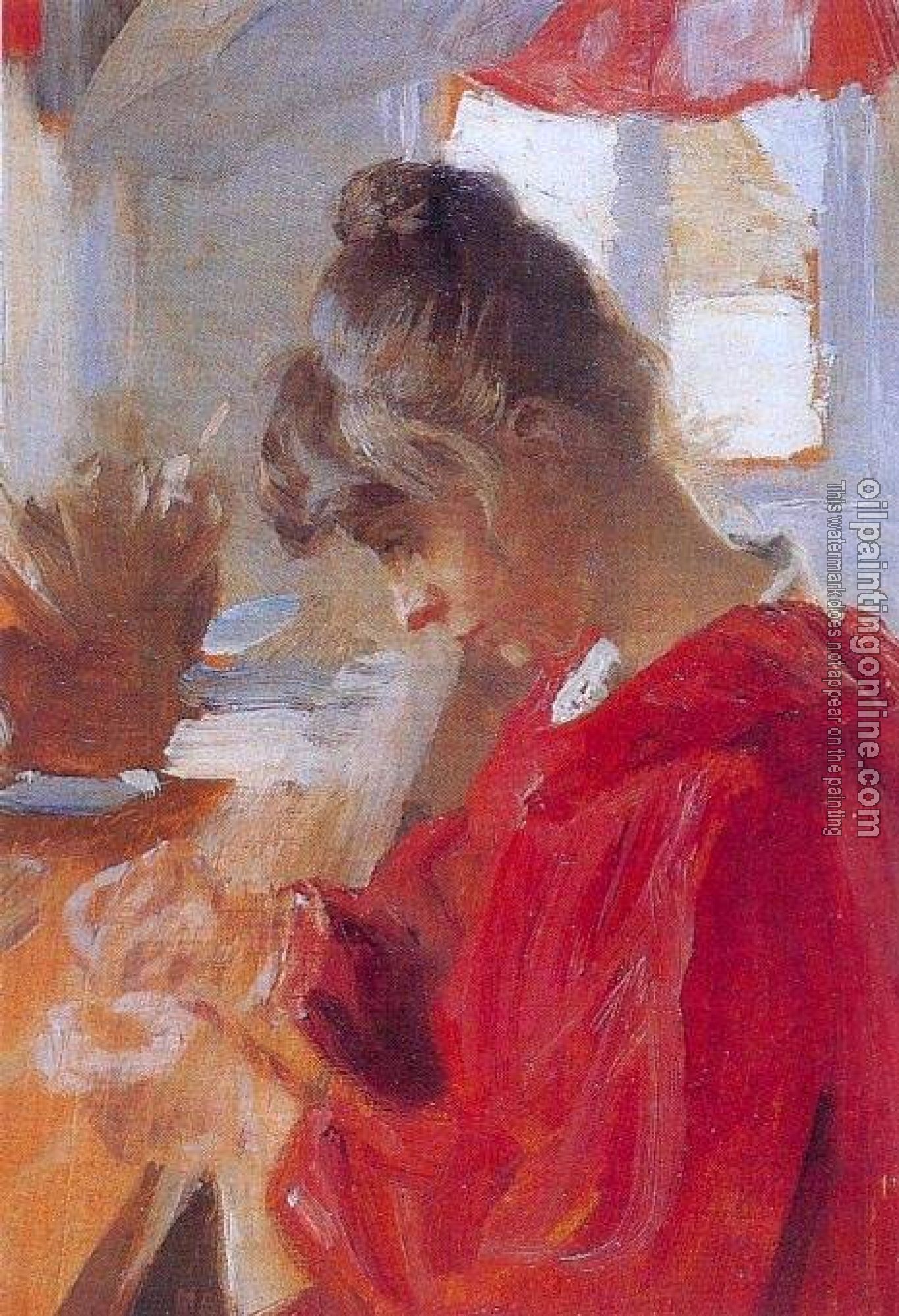 Peder Severin Kroyer - Marie en vestido rojo